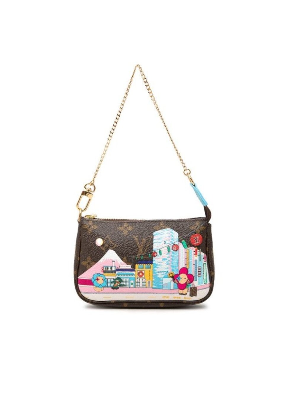 Louis Vuitton Monogram Vivienne Mini Pochette Accessoires Pouch Blue Brown